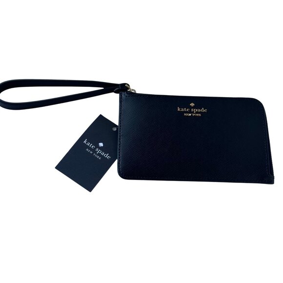 NWT Kate Spade Black Lucy Small L-zip Wristlet - Picture 2 of 8